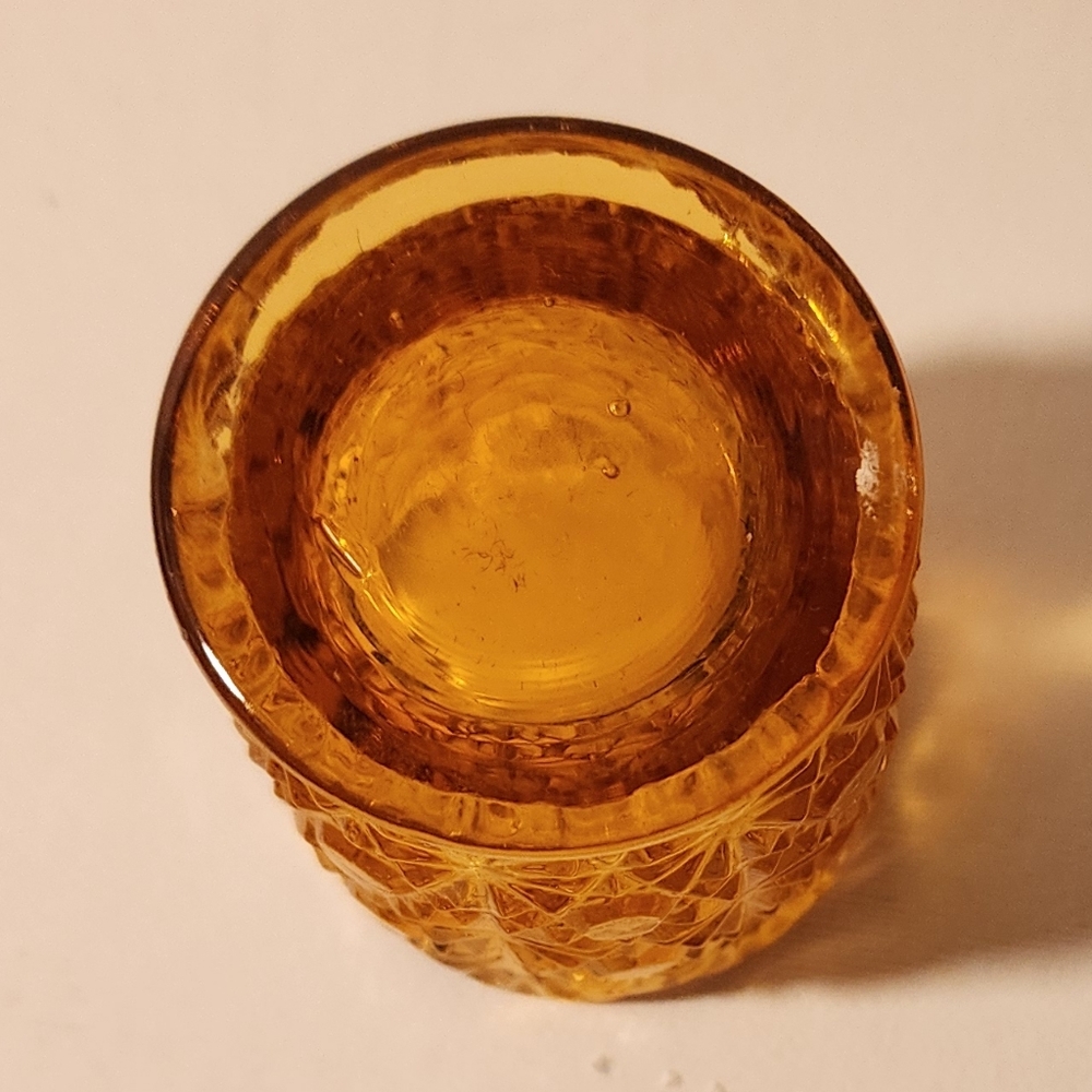 Vintage 1950s Daisy & Button Amber toothpick holder Unknown Maker - Picture 4 of 4